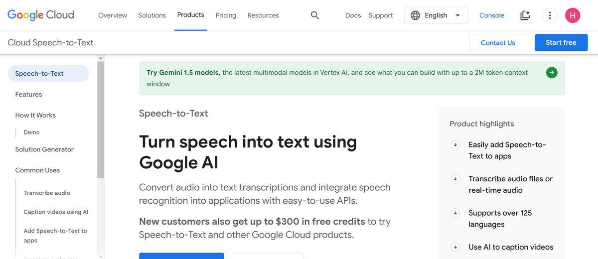 Google Cloud Speech to Text