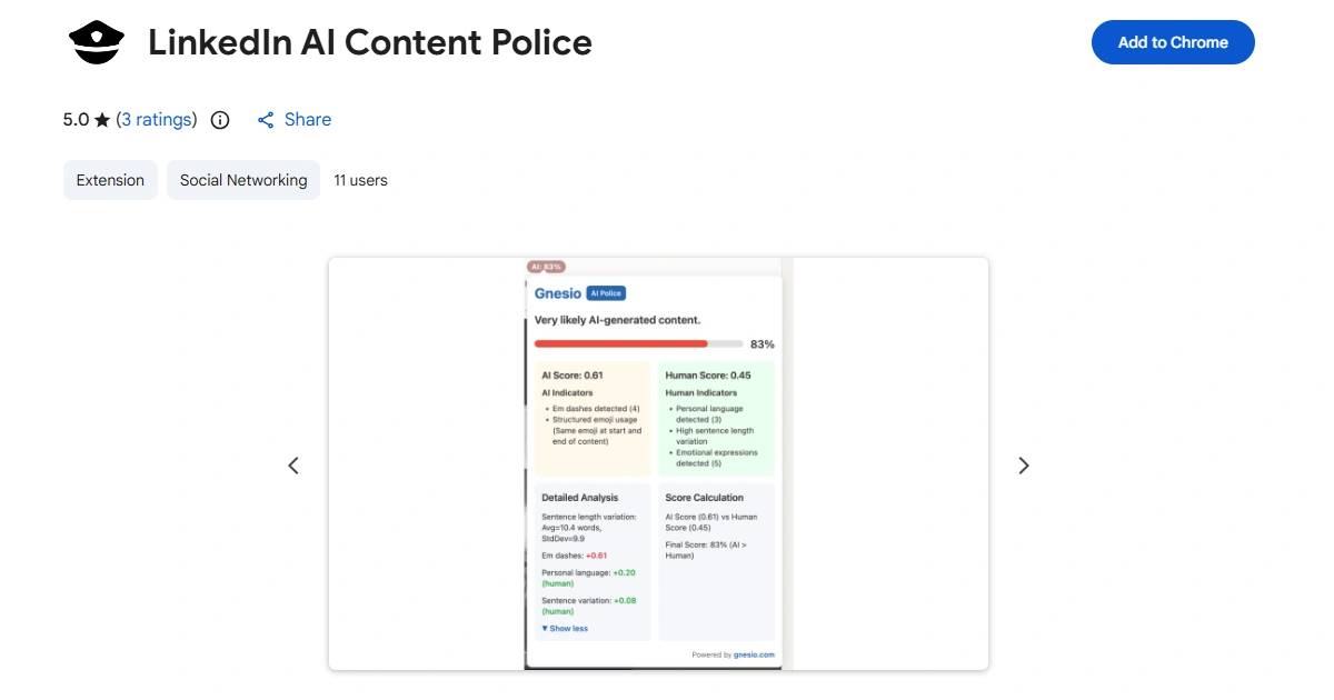Gnesio - The LinkedIn AI Content Police