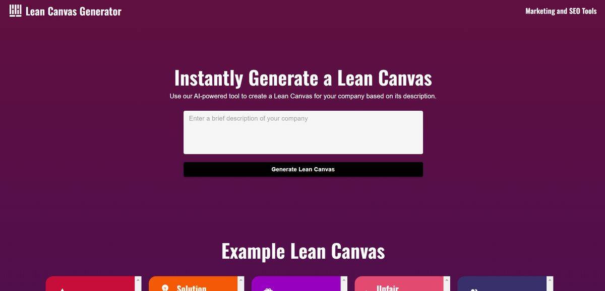 Lean Canvas Generator