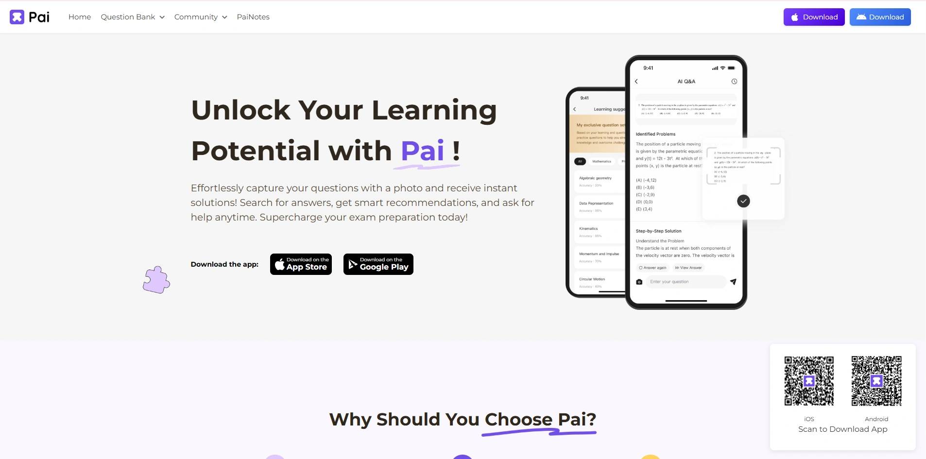 Pai: AI Tutor For A-Level, AP, and More